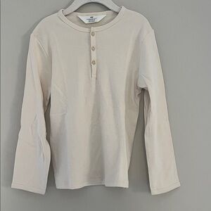 H&M Kids Light Beige Long Sleeve Henley Tee 5T/6